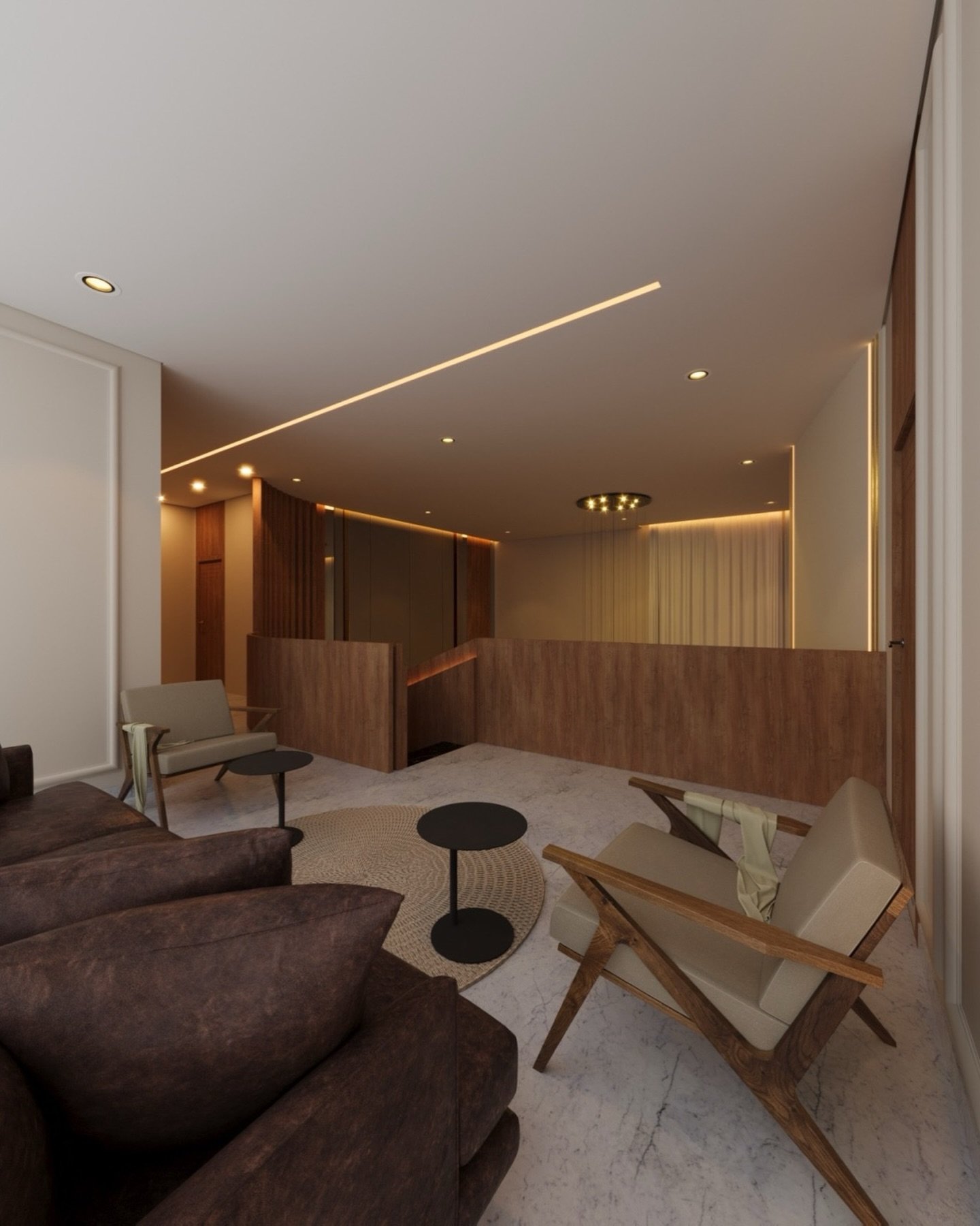 Warm contemporary living room design by Star of Future Sky
